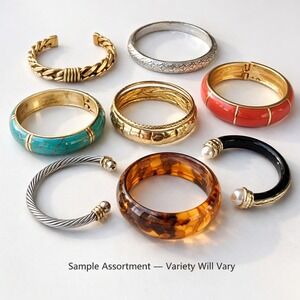 Mixed Bracelets Lot Vintage To Now Bangle Cuff Costume Jewelry Wearable 7 Total